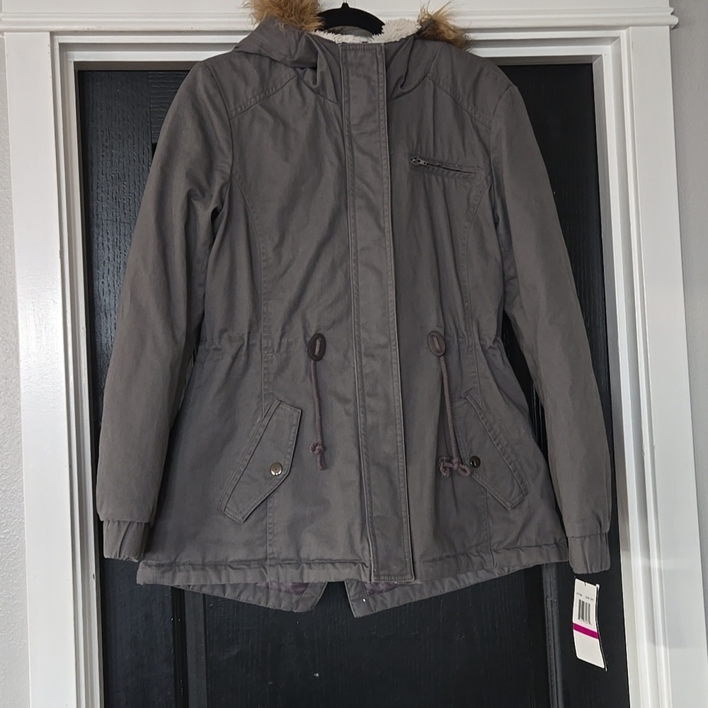 NWT Krush Faux Fur Trimmed Anorak Dark Gray Size Large